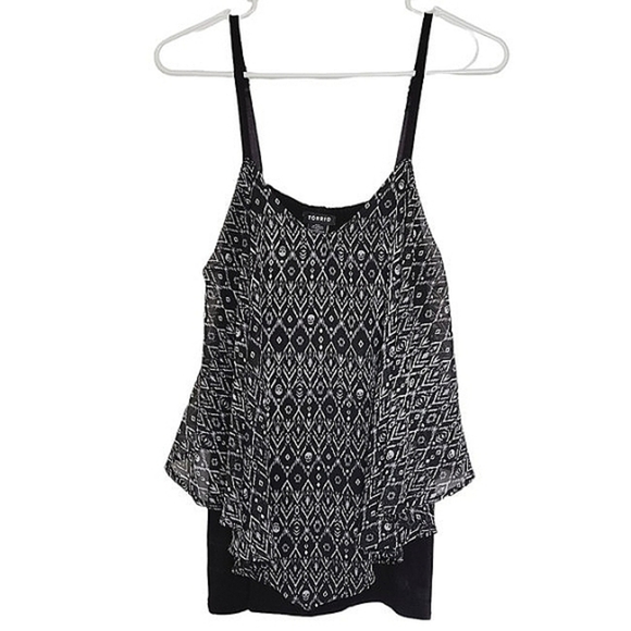 1315 * Torrid Layered Skull Print Tank Black White Size 0 - Picture 1 of 9